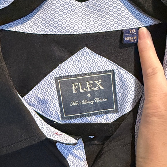 FLEX Men’s Black Long-Sleeve Dress Shirt - Picture 2 of 6